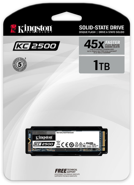 SSD диск Kingston KC2500 1TB NVMe M.2 2280 PCIe 3.0 x4 3D NAND TLC