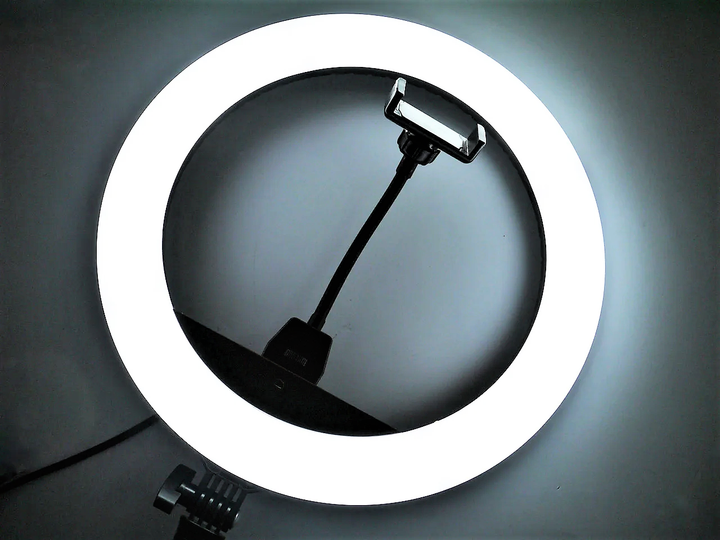 Кольцевая LED лампа селфи подсветка набор блогера Ring Light ZB R14 - 35см 220V с 3 креплениями для телефона+ пульт + чехол - изображение 2
