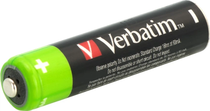 Акумулятор Verbatim Premium Rechargeable AAA Premium HR03 1.2V 950 mAh 4 шт (49514) - зображення 2
