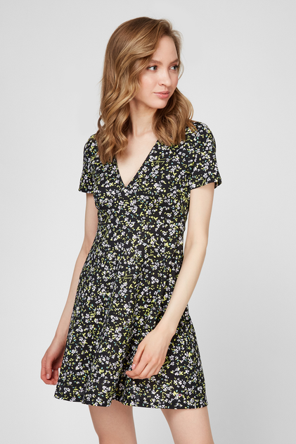 Flared floral hot sale print dress