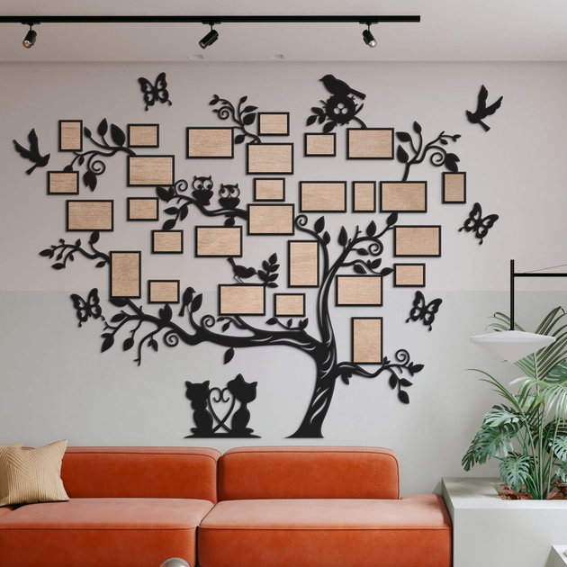 Нарисованное дерево на стене в интерьере (78 фото)