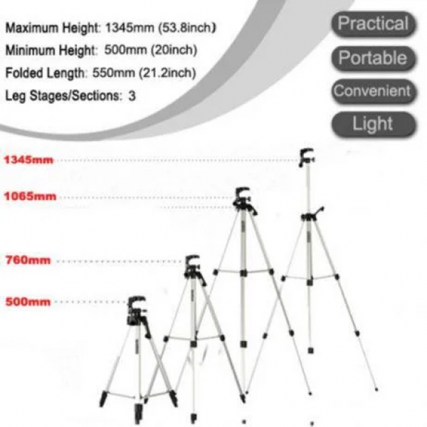 Высокий штатив (тринога) Tripod 330A для телефона и камеры 134см + Чехол - Фото 11 Высокий штатив (тринога) Tripod 330A для телефона и камеры 134см + Чехол - изображение 11
