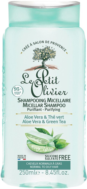 Акція на Шампунь для нормального та жирного волосся Le Petit Olivier Micellar Shampoo Purifying з алое та зеленим чаєм 250 мл від Rozetka