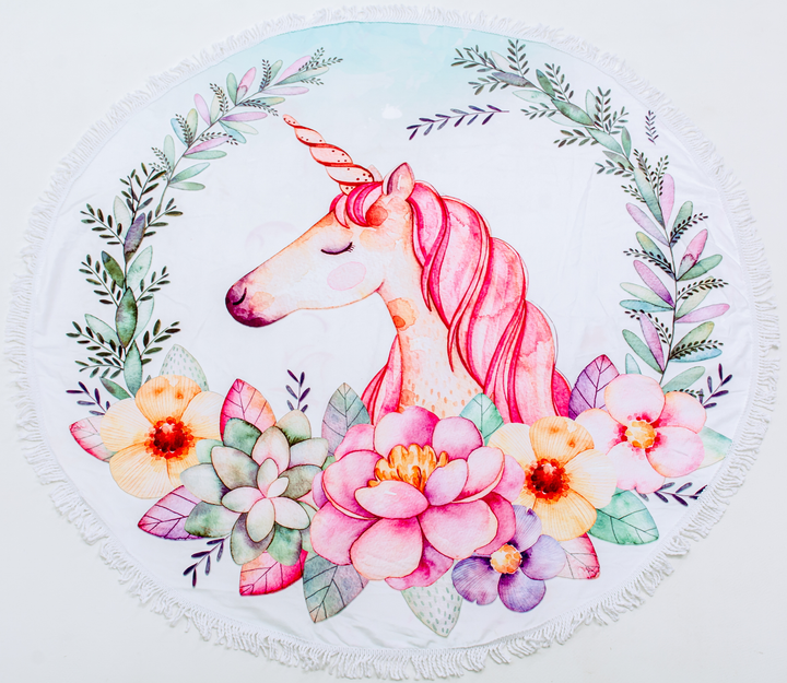 Акція на Пляжний рушник MirSon №5063 Summer Time Unicorn girl 150x150 см від Rozetka