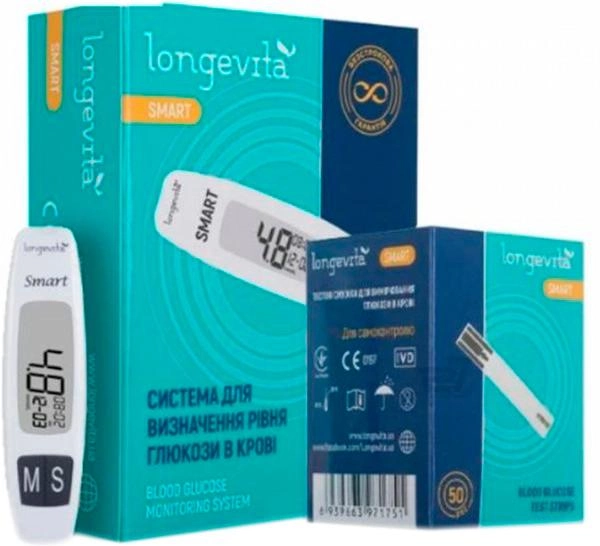 Глюкометр LONGEVITA Smart + 50 тест-смужок - зображення 1