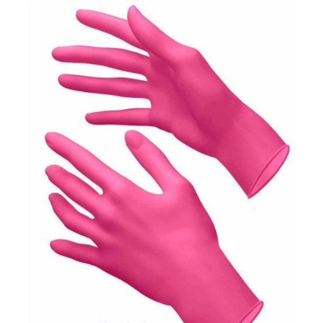 Перчатки Нитриловые Неопудренные MERCATOR MEDICAL Розовые M (100 шт) - изображение 2