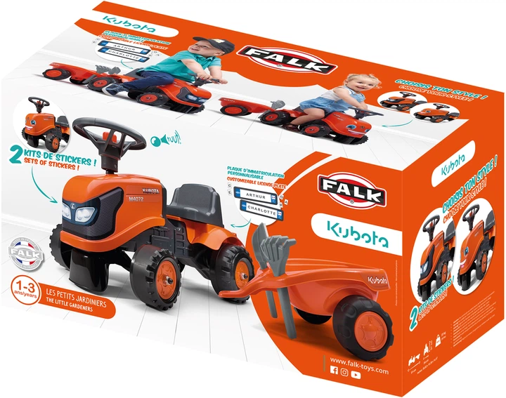 Jeździk dla dzieci Falk 260C Kubota z przyczepą Pomarańczowy (3016200026037) - obraz 2