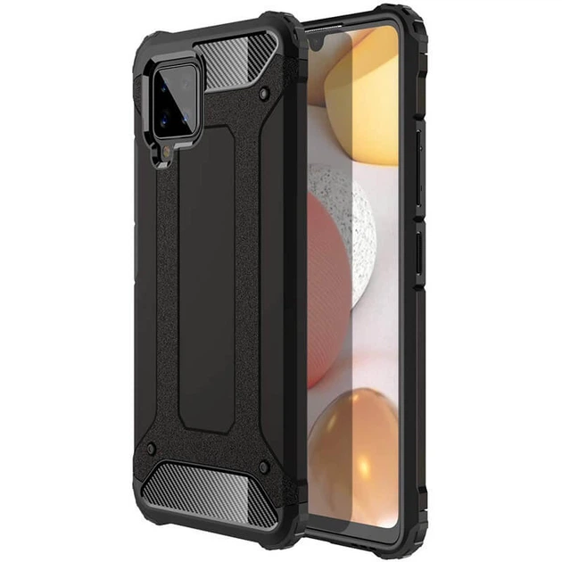 Бронированный противоударный TPU+PC чехол Immortal для Samsung Galaxy A12 Черный Без бренда - Фото 2 Бронированный противоударный TPU+PC чехол Immortal для Samsung Galaxy A12 Черный Без бренда - зображення 2