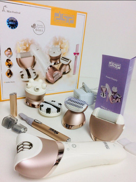 Аккумуляторный эпилятор 6в1 DSP E-70019 (пилка, массажер, очиститель ...