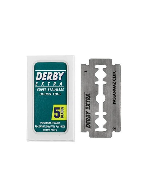 Лезвия двусторонние Derby Extra Green 5шт - Фото 1 Лезвия двусторонние Derby Extra Green 5шт - изображение 1