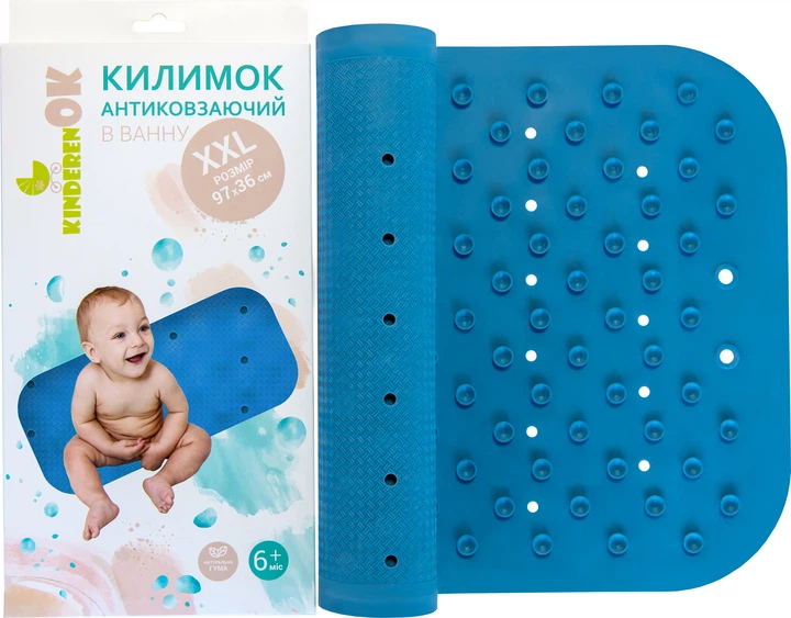 Детский резиновый коврик для ванны Kinderenok XXL Синий (71114_003) - Фото 3 Детский резиновый коврик для ванны Kinderenok XXL Синий (71114_003) - изображение 3