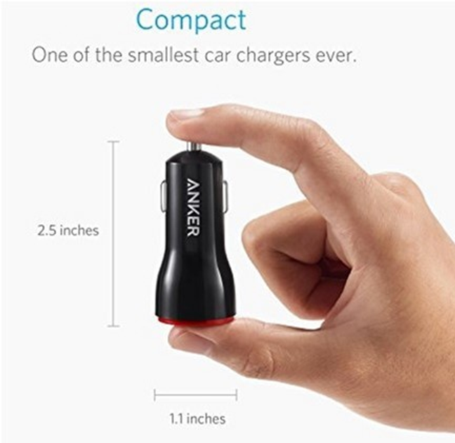 Автомобильное зарядное устройство Anker PowerDrive 2 24W 2xUSB V3 Black ...