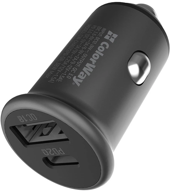 Автомобильное зарядное устройство ColorWay 2USB Type-C PD20W + USB QC3.0 ) (38W) Grey (CW-CHA029PD-GR) - изображение 2