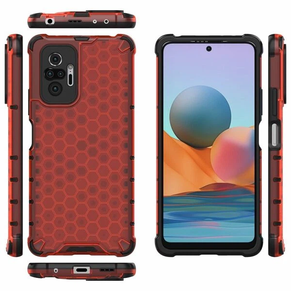 Защитный чехол Deexe Honeycomb Series для Xiaomi Redmi Note 10 Pro - Red - изображение 2