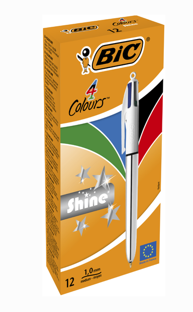 Ручка Bic Colours Shine Silver 4 in 1 серебряная (bc982873) - Фото 2 Ручка Bic Colours Shine Silver 4 in 1 серебряная (bc982873) - изображение 2