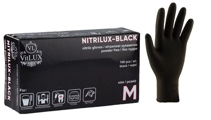 Перчатки нитриловые чёрные "Сare365" 4.5 грамма упаковка (М) - изображение 1