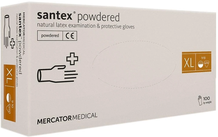 Перчатки Mercator Medical SANTEX размер "ХL" латексные опудренные текстурированные (100шт-50пар) - изображение 1