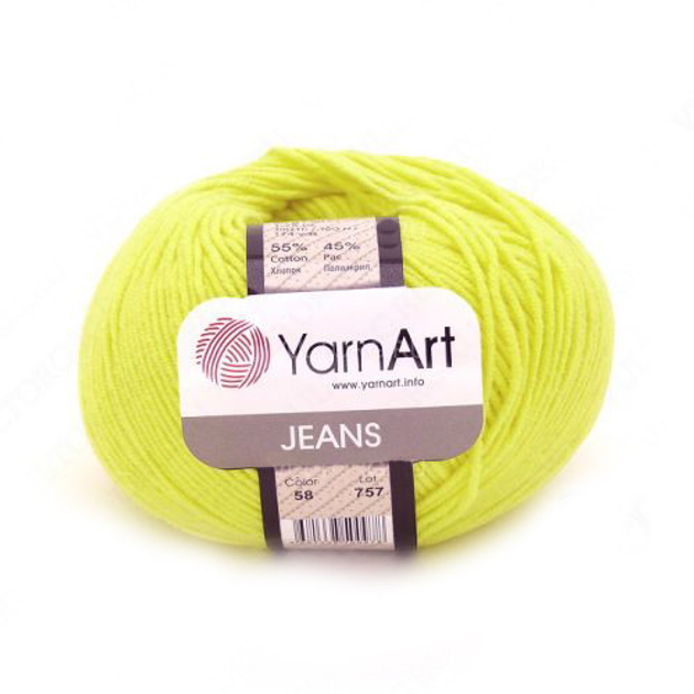 Yarn Art Jeans №58 (Ярн Арт Джинс) Бавовна, Акрил Лимонний – низькі ...