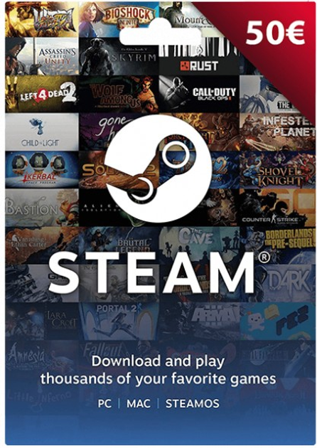 Электронный код Steam Wallet Cards на суму 50 euro EU-регион - изображение 1