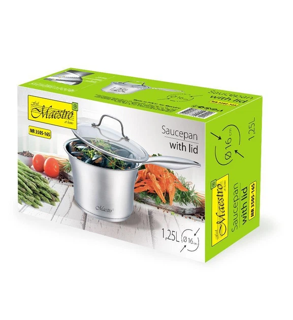 Ківш із кришкою Maestro MR-3505-16S 1.25 л 16х9,5 см - Фото 3 Ківш із кришкою Maestro MR-3505-16S 1.25 л 16х9,5 см - зображення 3