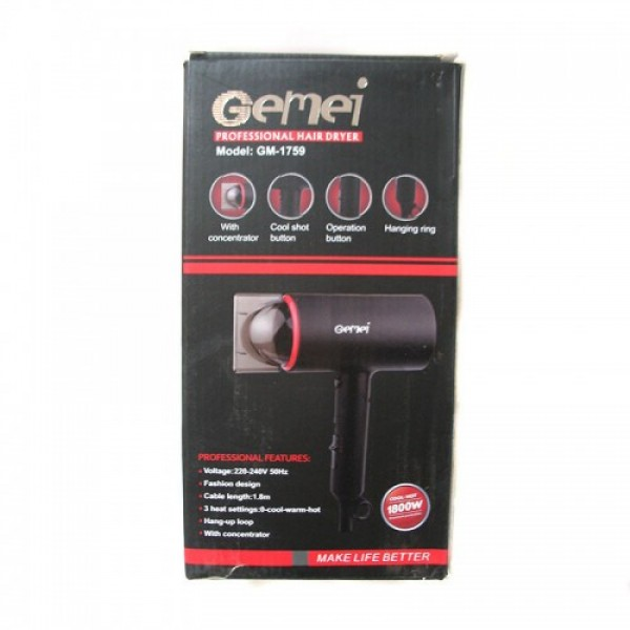 Профессиональный фен для волос Gemei GM-1759 1800 Вт Черный (453564) - изображение 4