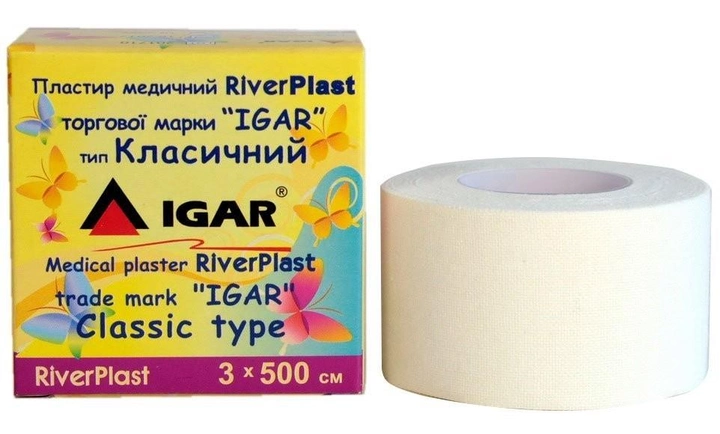 Пластир медичний IGAR RiverPlast на тканинній основі (бавовна) 3 см х 500 см - зображення 1