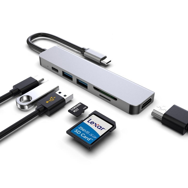  Type-C на HDMI USB 3.0 SD TF Card Reader, адаптер для .