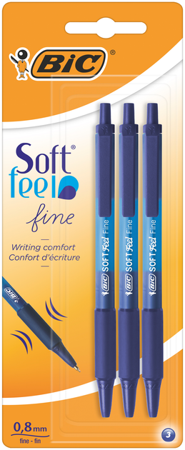 Набор шариковых ручек автоматических BIC Soft Feel Clic Grip 3 шт Синих ...