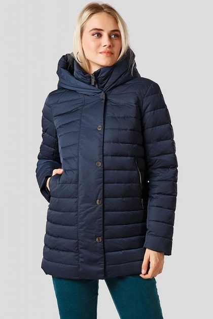 Женский короткий пуховик с капюшоном Finn Flare 18832017A-101 L Темно ...