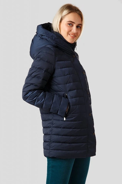 Женский короткий пуховик с капюшоном Finn Flare 18832017A-101 L Темно ...