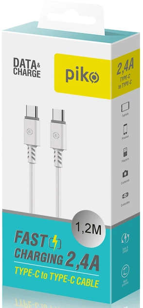 Кабель Piko CB-TT11 Type-c to Type-C 1.2 м 65W White