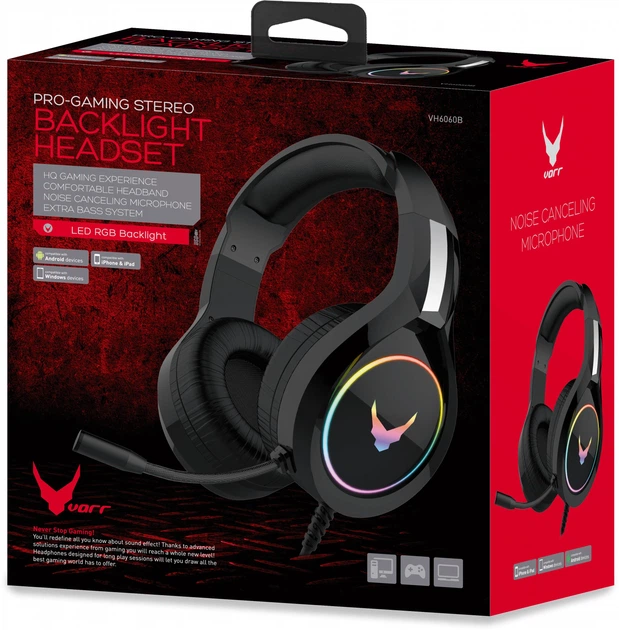 Słuchawki VARR VH-6060 LED RGB Backlight Black (VH6060B) - obraz 7