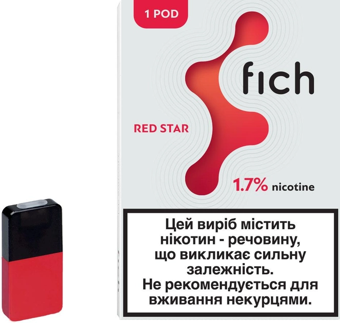 Картридж для POD систем Fich Pods Red Star 1.7% 18.87 мг 0.8 мл (Красная смородина + Тёмний виноград + Анис + Ментол) (6971575731702) - изображение 1