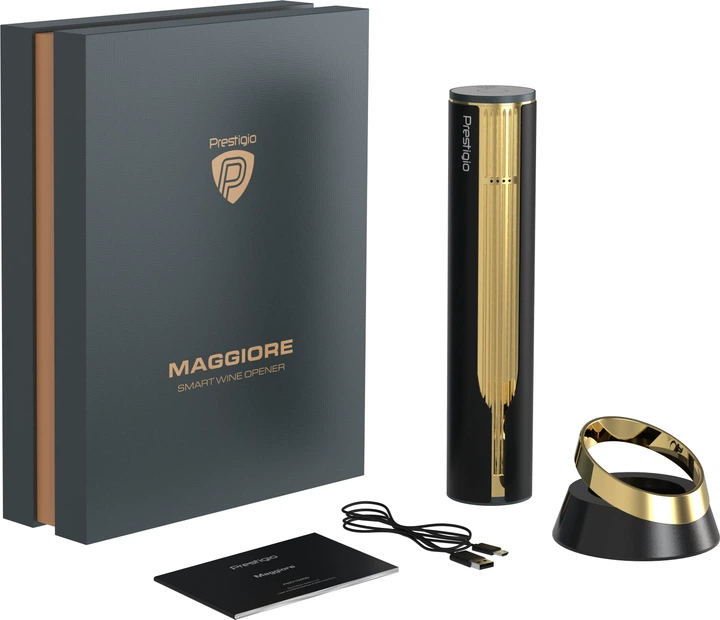 Korkociąg elektryczny do wina Prestigio Maggiore Black-Gold (PWO104GD) - obraz 2