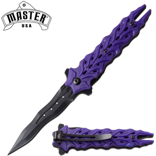 Нож Master USA MU-A075PBL Черно-фиолетовый - изображение 2