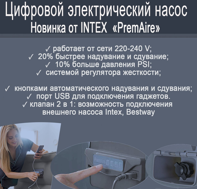 Надувная ортопедическая двухспальная кровать Intex 152х203х46 см ...