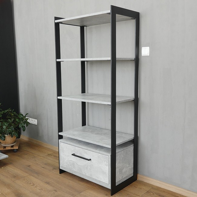 Стеллаж этажерка в стиле лофт с выдвижным ящиком Metal & Wood H-700-4-1 ...