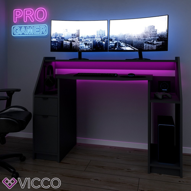 Компьютерный стол Vicco Joel, геймерский стол, черный – фото, отзывы ...