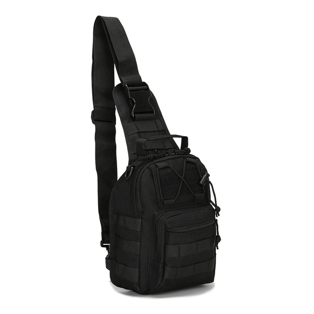 Тактичний штурмовий військовий рюкзак сумка з одного лямкою Armour Tactical М3 Oxford 600D (з системою MOLLE) 5 літрів Чорний - зображення 2