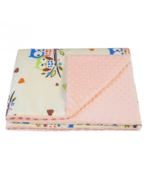 Детский многофункциональный гипоалергенный плюшевый плед одеяло покрывало ручной работы для детей Совы 80х90 см (412367-Т) Розовый 