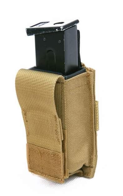 Подсумок для пистолетного магазина одинарный молле Pantac Molle 9mm Single Mag Pouch With Hard Insert PH-C222, Cordura Олива (Olive) - изображение 1