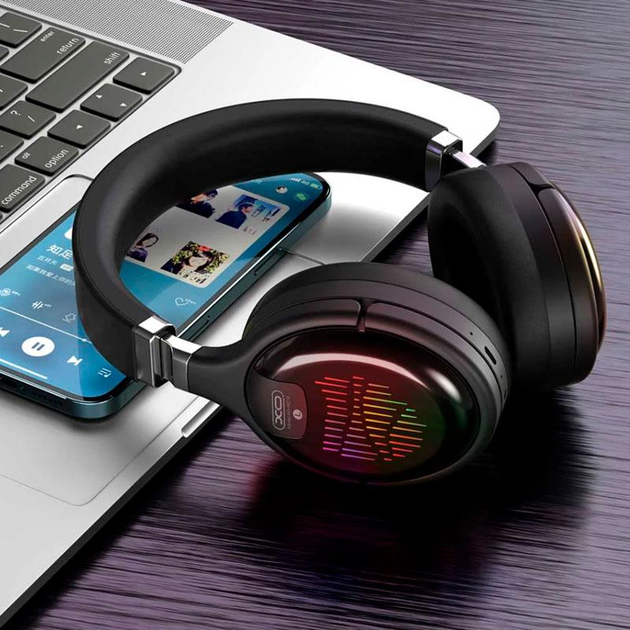 Беспроводные Bluetooth наушники XO BE18 с RGB подсветкой Black (BE18 ...