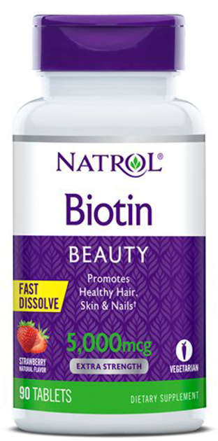 Витамины Natrol Biotin 5000 мкг Straw 90 таблеток (047469063238) – фото ...