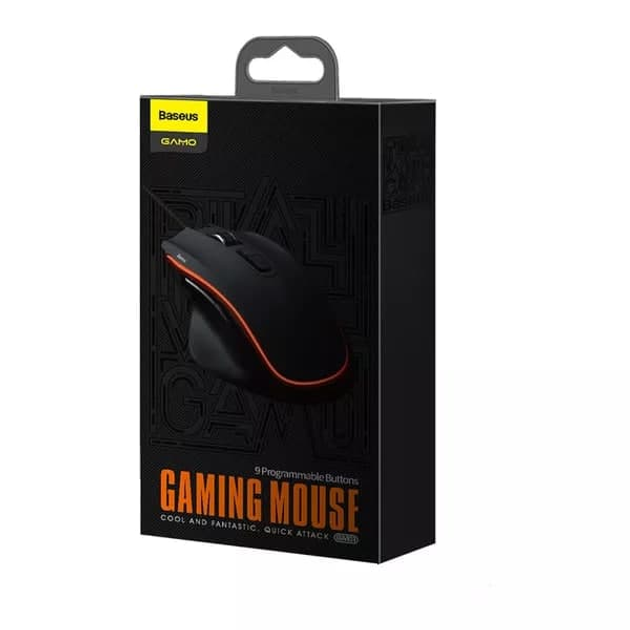 Игровая мышь проводная Baseus GAMO 9 Programmable Buttons Gaming Mouse с подсветкой Black - изображение 5