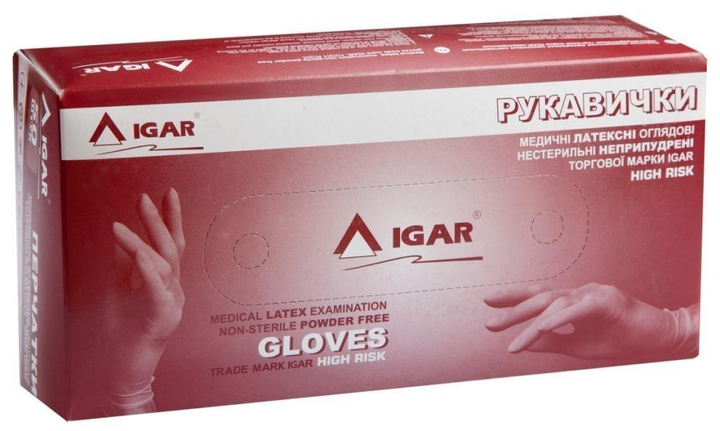 Перчатки латексные медицинские нестирильные High Risk Igar L 25 пар/упаковка - изображение 2