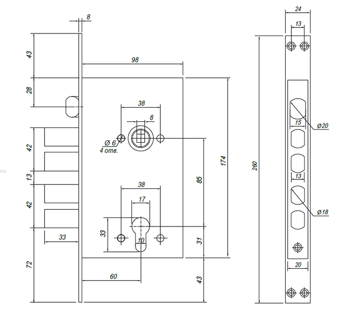 Замок тяжёлый Apecs T-05-CR (T5) (10354) - изображение 2