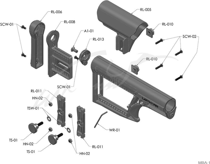 Приклад LUTH-AR MBA-3 Carbine Цвет: Черный - изображение 2