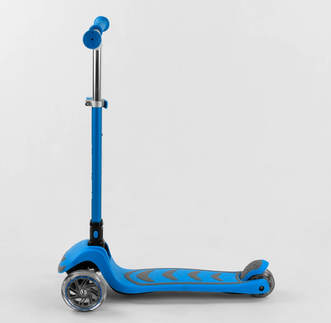 Самокат трехколесный Best Scooter складной алюминиевый руль, 4 колеса PU со светом Blue (102319) - изображение 2