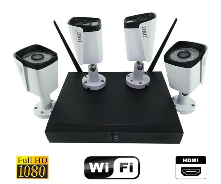 Комплект відеоспостереження 4 камери та відеореєстратор DVR KIT CAD Full HD UKC 8004/6673 WiFi 4ch - зображення 1