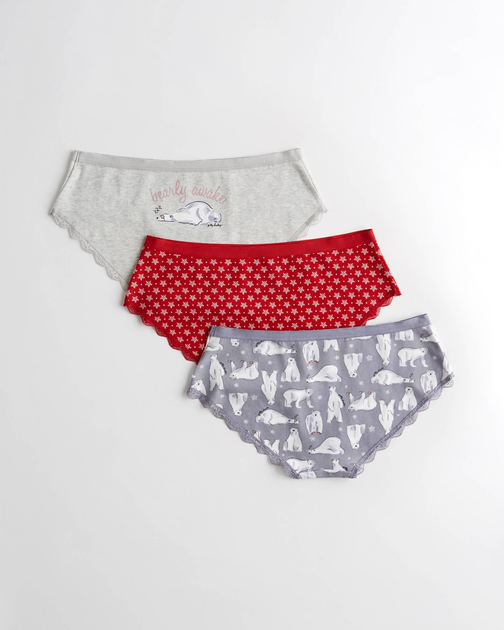 Gilly Hicks holiday print underwear 3 pack in multi
